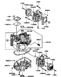 Kawasaki Fh381v-Cs23 Cylinder And Crankcase Diagram and Parts List for G1332 55AI5GMQ050-WAM Cub Cadet Lawn Mower